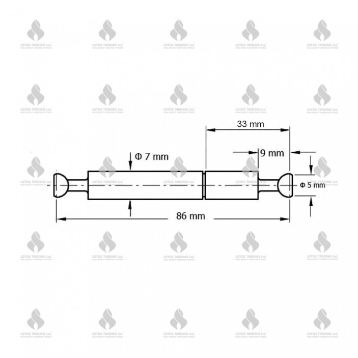 Connecting double-ended bolt with separator ф7 02L.500.08 - Fittings and fasteners Connecting double-ended bolt with separator ф7 Fittings and fasteners