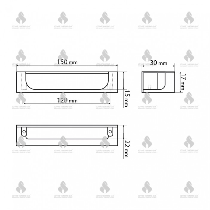 Flush pull handle 193 13.193.128.05 - Furniture handles Flush pull handle 193 Furniture handles