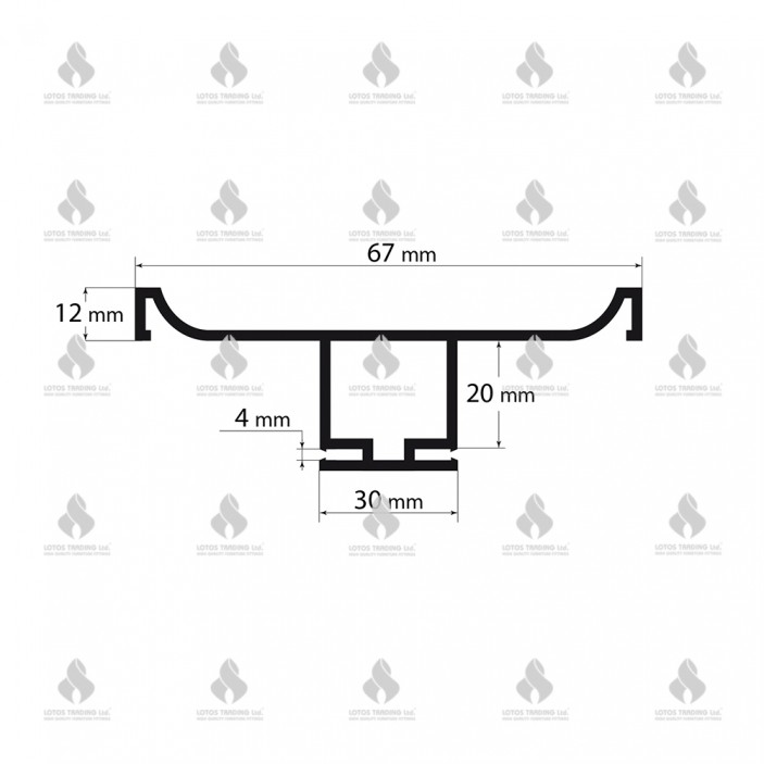 U Profile for handleless door 5455 Furniture handles