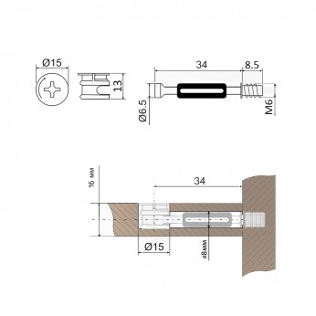 IVENTO Тяло минификс - винт M6 монтаж