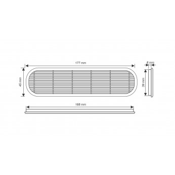IVENTO Oval plastic grille 45x177 mm