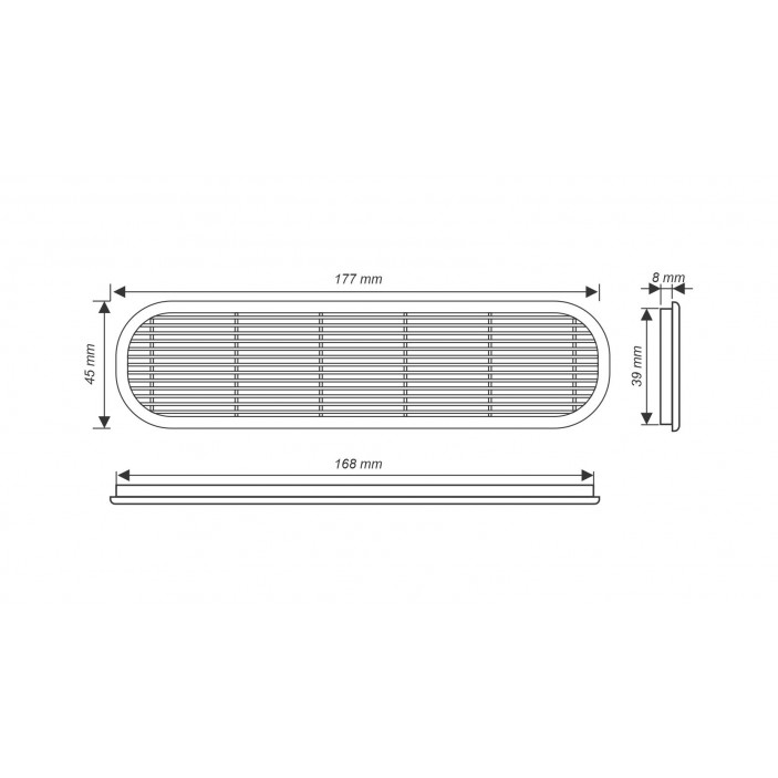 IVENTO Oval plastic grille 45x177 mm 30L.640.01-10 - Interior door accessories IVENTO Oval plastic grille 45x177 mm Interior door accessories