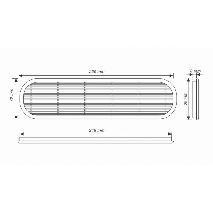 IVENTO Oval plastic grille 70 x 260 mm Interior door accessories