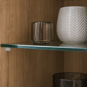 Glass supports for cabinet