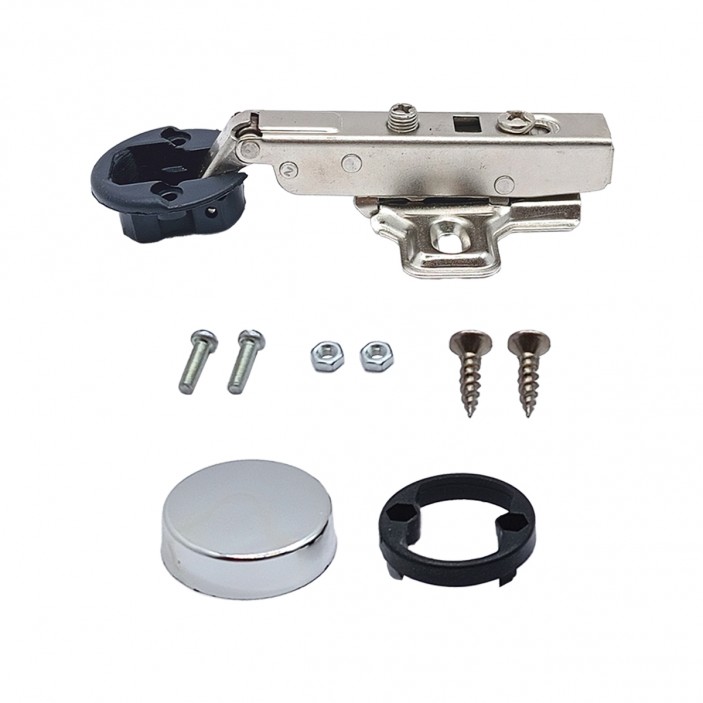 IVENTO K Mini hinge for glass with shock absorber and clip, low arm + cap chrome Hinges