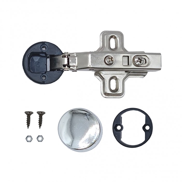 IVENTO K Mini glass hinge with damper and clip, middle arm + cap chrome 05L.410.02 - 5. Hinges IVENTO K Mini glass hinge with damper and clip, middle arm + cap chrome 5. Hinges