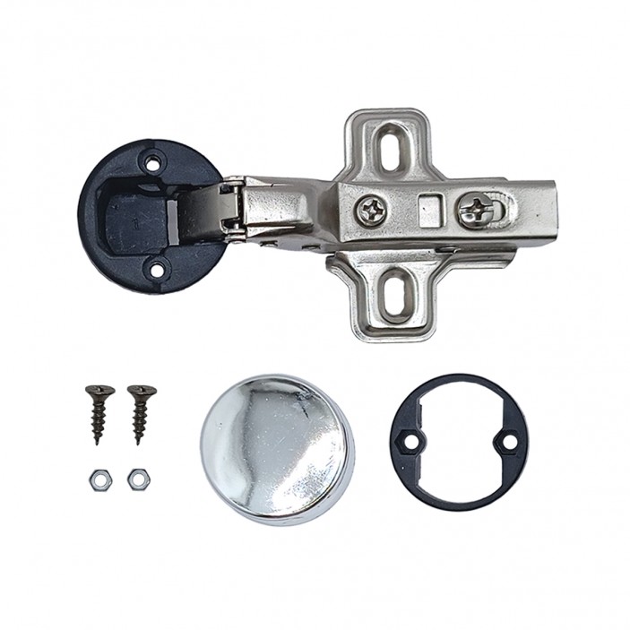IVENTO K Mini glass hinge with damper and clip, inset + cap chrome Hinges