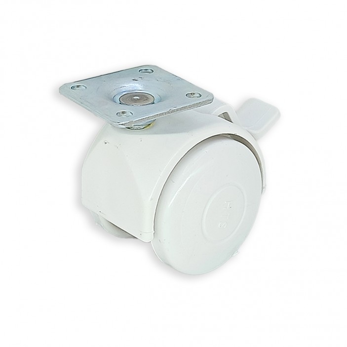 Twin wheel caster with brake ф49 09L.012.10 - Furniture casters Twin wheel caster with brake ф49 Furniture casters