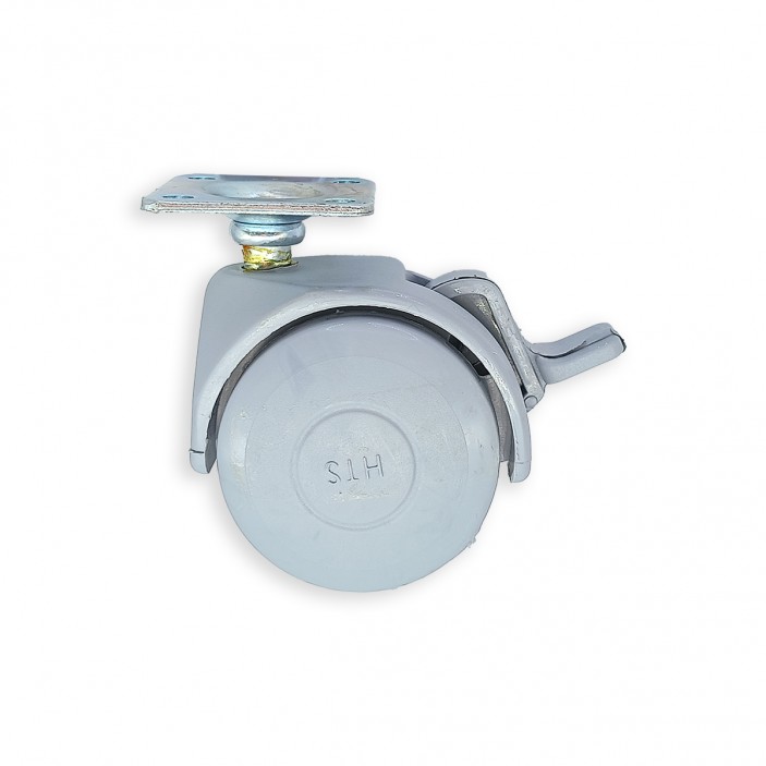 Twin wheel caster with brake ф49 gray 09L.012.10 - Furniture casters Twin wheel caster with brake ф49 gray Furniture casters