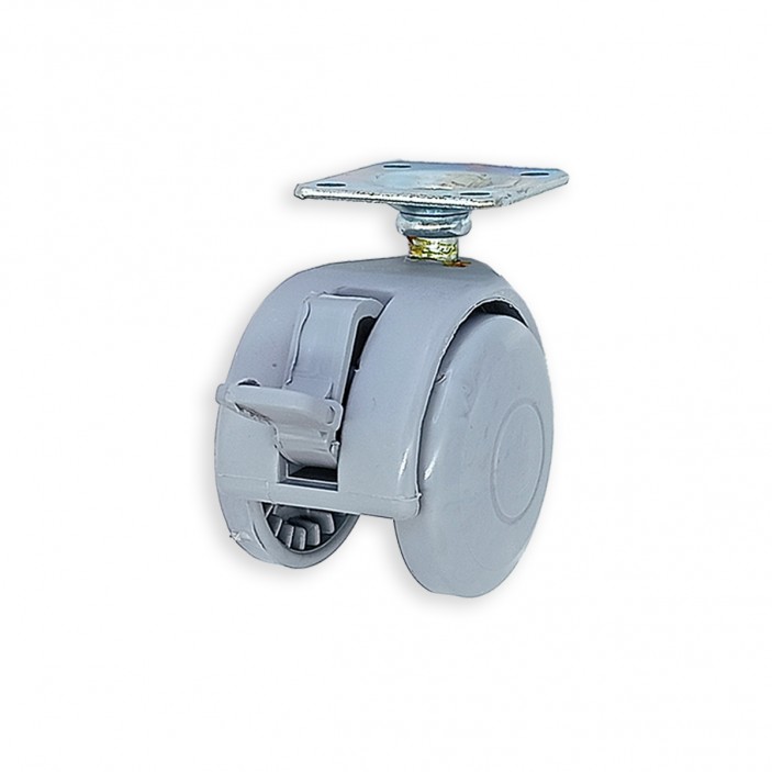 Twin wheel caster with brake ф49 gray 09L.012.10 - Furniture casters Twin wheel caster with brake ф49 gray Furniture casters