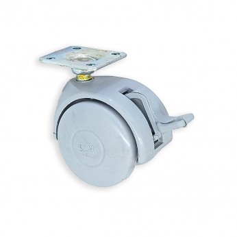 Twin wheel caster with brake ф49 gray Furniture casters