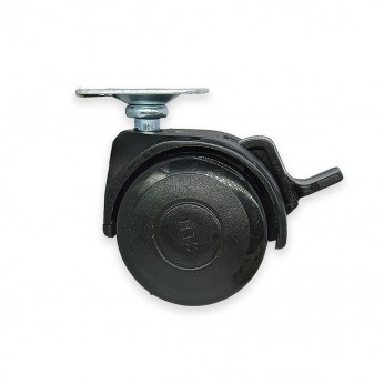 Twin wheel caster with brake ф50 LUX 09L.021.02L - Furniture casters Twin wheel caster with brake ф50 LUX Furniture casters