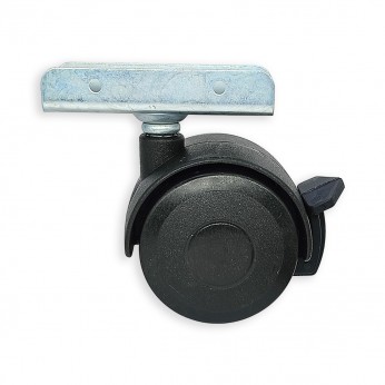 Twin wheel caster with U-plate and brake Ф50 black Furniture casters