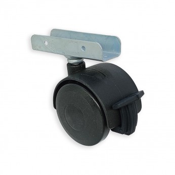Twin wheel caster with U-plate and brake Ф50 black Furniture casters