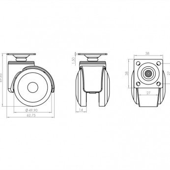 Twin wheel caster ф50 Furniture casters