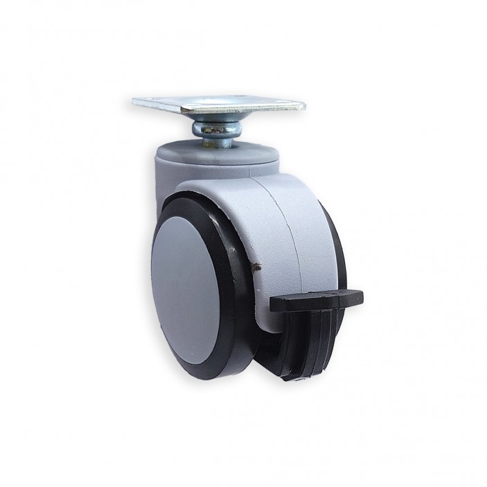 Twin wheel caster with brake ф50 09L.024.10 - Furniture casters Twin wheel caster with brake ф50 Furniture casters