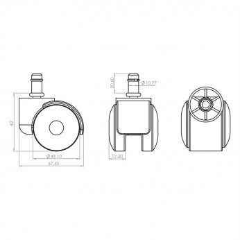 Double castor, black, Ø50, height 65 mm, up to 35 kg 9. Furniture casters