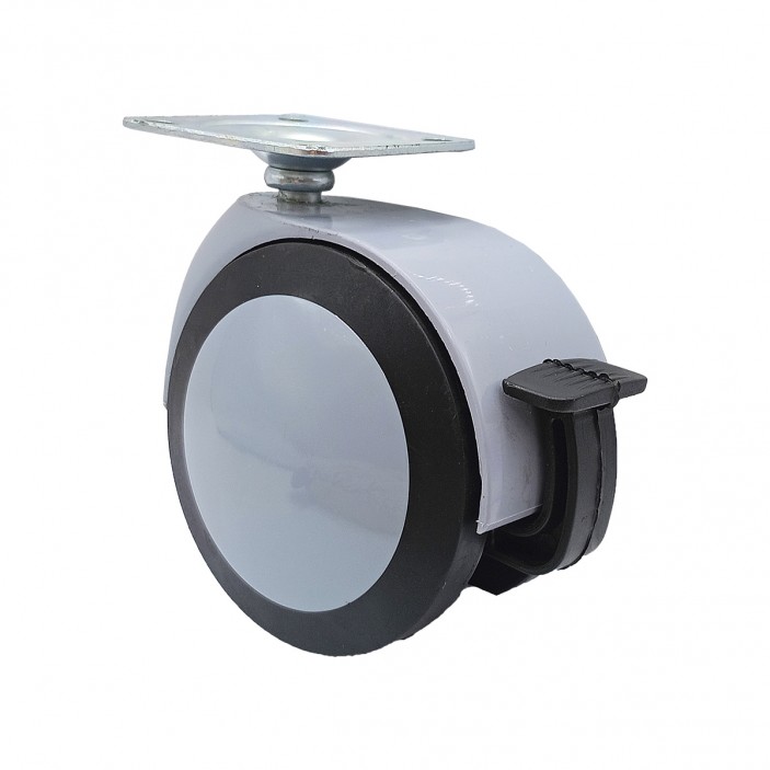 Twin wheel caster with brake ф75 09L.027.10 - Furniture casters Twin wheel caster with brake ф75 Furniture casters