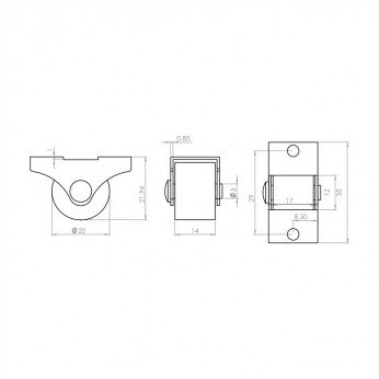 One-way caster wheel Ø20 mm, height 22 mm, load capacity up to 15 kg 9. Furniture casters