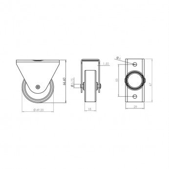 One-way caster wheel Ø48 mm, height 65 mm, load capacity up to 35 kg 9. Furniture casters