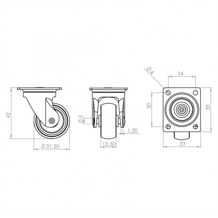 Ball bearing caster h-46 ф38  Furniture casters