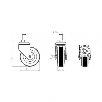Wheel with bearing and screw, white-black, Ø50, height 83 mm, up to 35 kg. 9. Furniture casters