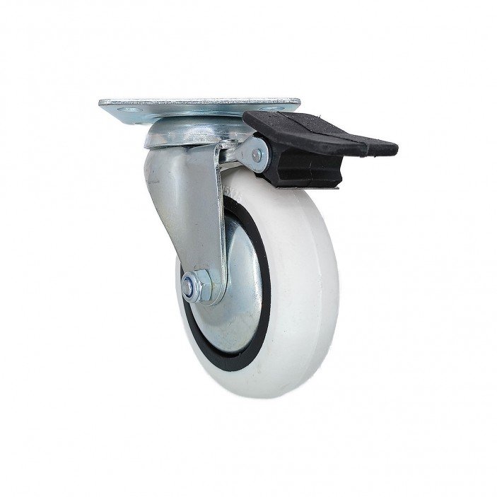 Caster with double bearing and stopper, white, Ø75, height 95 mm, up to 50 kg. 9. Furniture casters