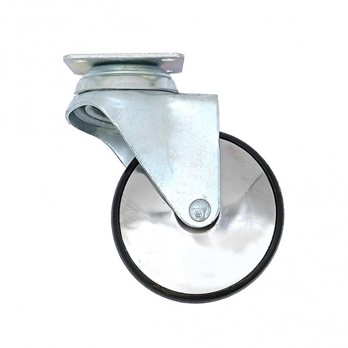 Декоративно мебелно колелце Ф75 мм с двоен лагер, монтаж с планка, товароносимост 30 кг 9. Мебелни колелца