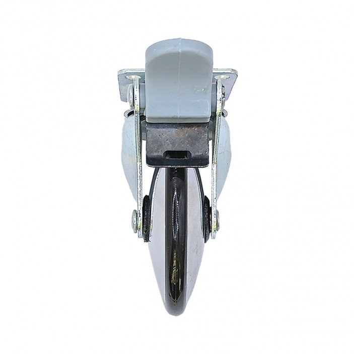 Декоративно мебелно колелце Ф75 мм с двоен лагер и стопер, монтаж с планка, товароносимост 30 кг 9. Мебелни колелца