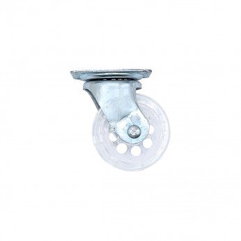 Decorative transparent castor with double bearing, plate mounting, chrome, Ø40 mm, height 49 mm, up to 25 kg 9. Furniture casters