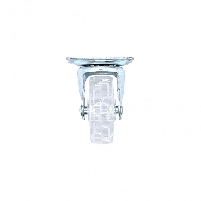 Decorative transparent castor with double bearing, plate mounting, chrome, Ø40 mm, height 49 mm, up to 25 kg 9. Furniture casters