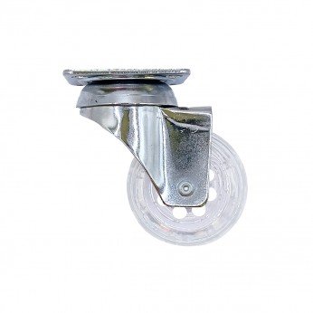 Decorative castor with double bearing, plate mounting, transparent, Ø50 mm, height 73 mm, up to 40 kg 9. Furniture casters