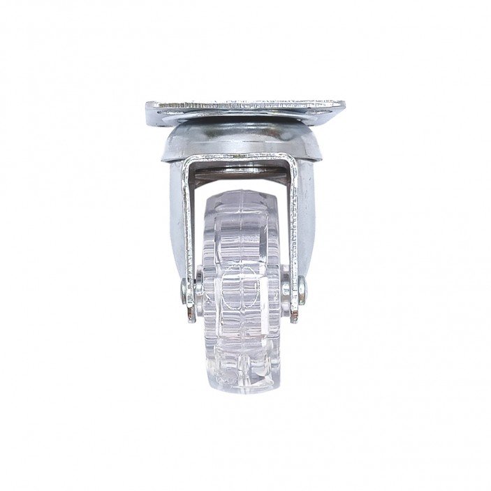 Decorative castor with double bearing, plate mounting, transparent, Ø50 mm, height 73 mm, up to 40 kg 9. Furniture casters