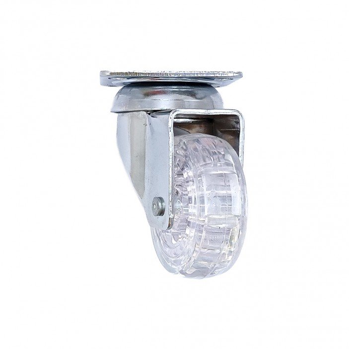 Decorative castor with double bearing, plate mounting, transparent, Ø50 mm, height 73 mm, up to 40 kg 9. Furniture casters