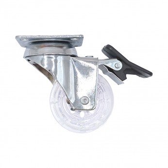 Decorative castor with double bearing and stopper, plate mounting, transparent, Ø50 mm, height 73 mm, up to 40 kg 9. Furniture casters