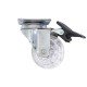 Decorative castor with double bearing and stopper, plate mounting, transparent, Ø50 mm, height 73 mm, up to 40 kg 9. Furniture casters