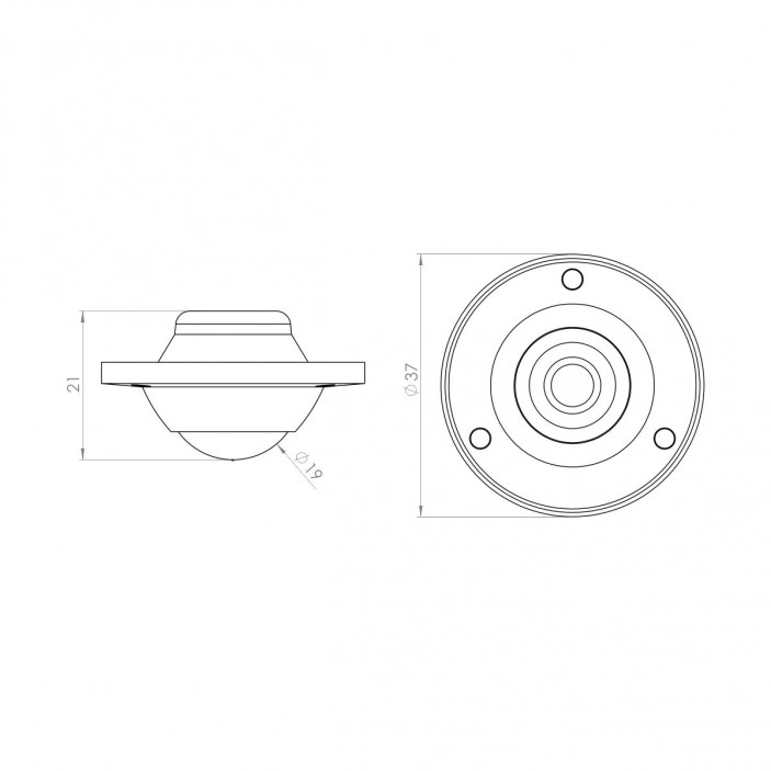 Concealed caster for opening ф19 Furniture casters