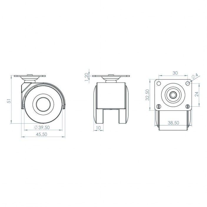 Twin wheel caster ф40 09L.010.10 - Furniture casters Twin wheel caster ф40 Furniture casters