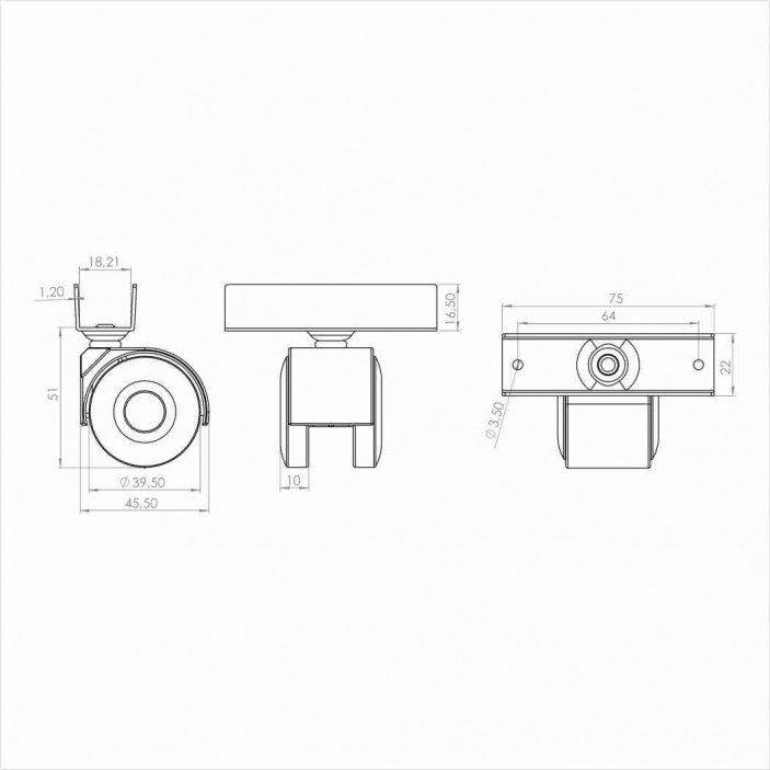 Twin wheel caster with U-plate ф40  Furniture casters
