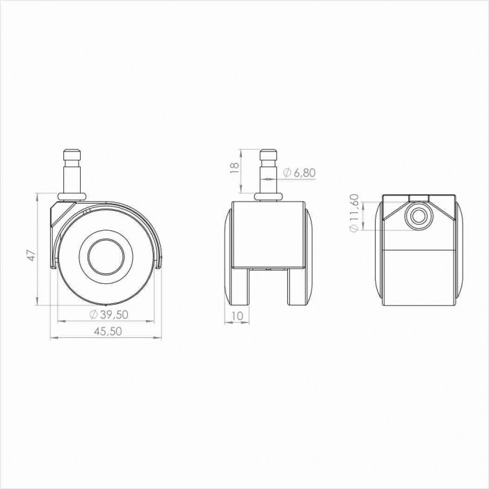 Колелце набивно ф40 09L.014.02 - Мебелни колелца Колелце набивно ф40 Мебелни колелца