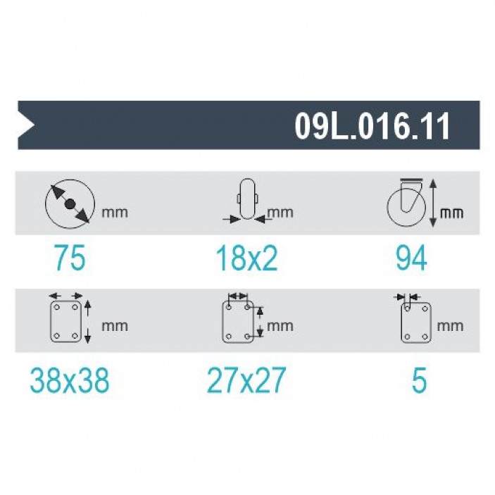 Twin wheel caster ф75 09L.016.10 - Furniture casters Twin wheel caster ф75 Furniture casters