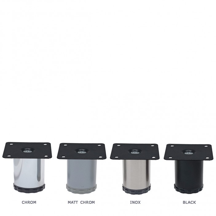 IVENTO Metal legs with PVC base Ø42 mm, L50 mm – Chrome, Matt chrome, Inox, Black 10. Furniture legs and spacers