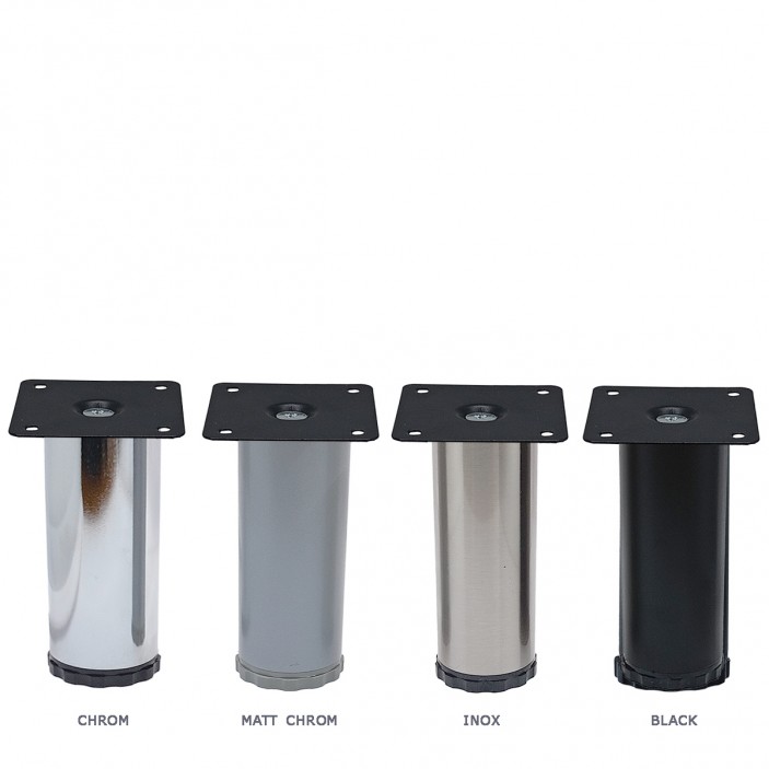IVENTO Metal legs with PVC base Ø42 mm, L100 – Chrome, Matt chrome, Inox, Black 10. Furniture legs and spacers