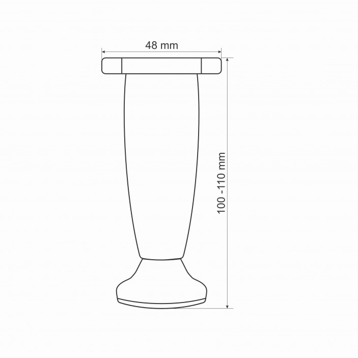 Adjustable plastic furniture leg 100-115 mm, matt chrome 12L.113.05 - Plastic base legs Adjustable plastic furniture leg 100-115 mm, matt chrome Plastic base legs