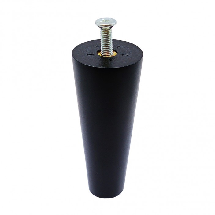 IVENTO Straight wooden leg with M8 screw, height 120 mm, black, with adjustable plastic step M6xL30 12. Plastic base legs