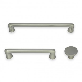 IVENTO Set of elongated furniture handles and a single knob with an elegant shape, Model 028 – Inox 13. Furniture handles