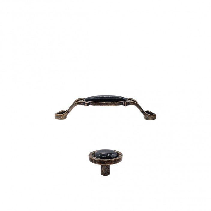 Ceramic handle 2001A, Antique gold with black 13. Furniture handles