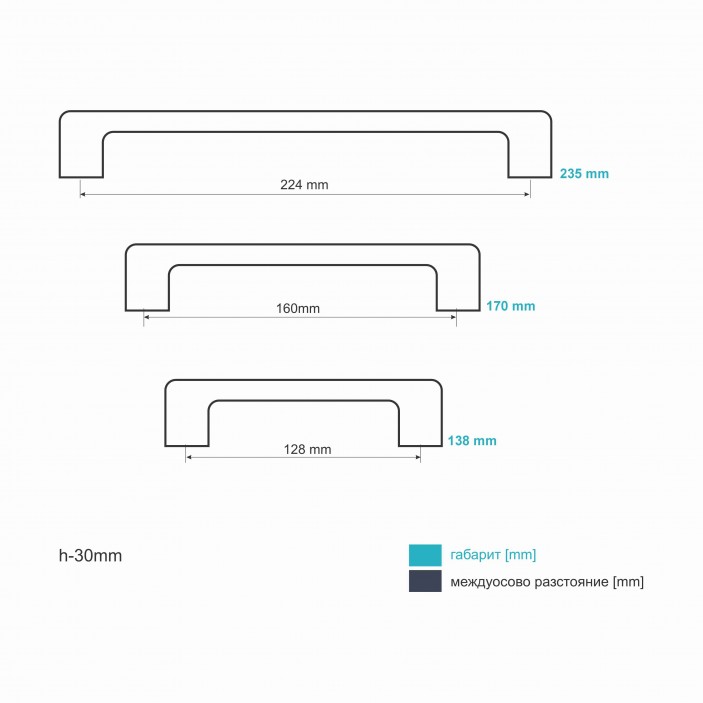 Handles IVENTO K 500, Gold Inox 13L.500.128-160-224.14 - 13. Furniture handles Handles IVENTO K 500, Gold Inox 13. Furniture handles