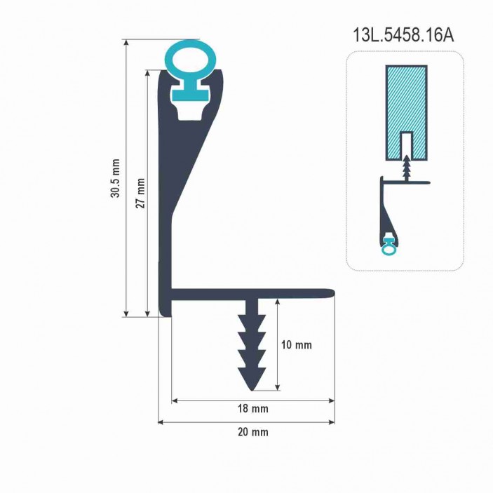 Handleless door profile with nut 5458 Furniture handles