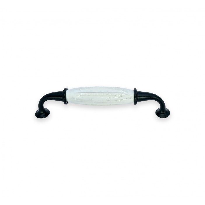 Furniture handles made of metal and porcelain. Model 803 – Matte black and white 13.803.096-128.16 - 13. Furniture handles Furniture handles made of metal and porcelain. Model 803 – Matte black and white 13. Furniture handles